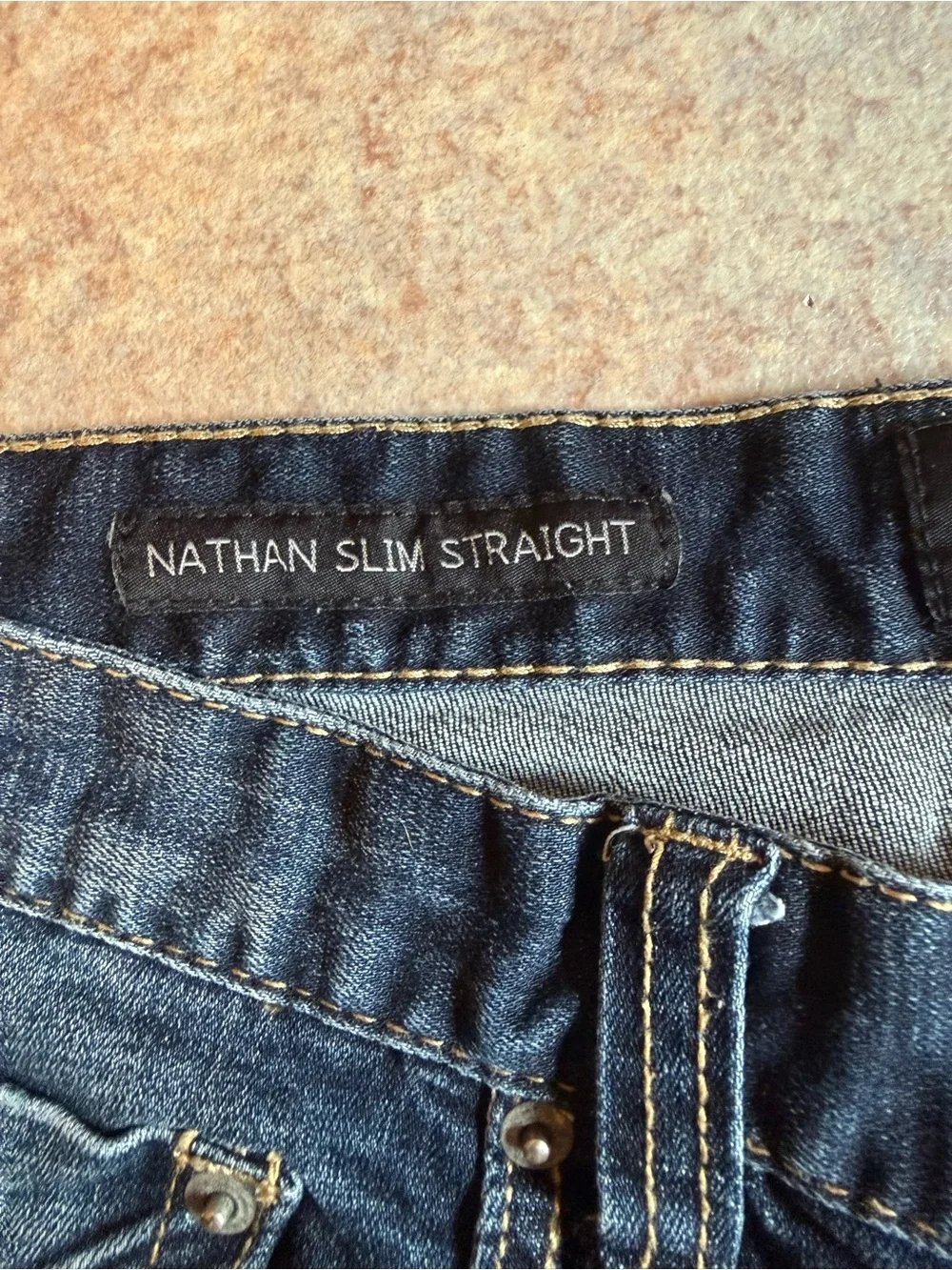 Men's Straight-Leg Dark Blue Washed Jeans